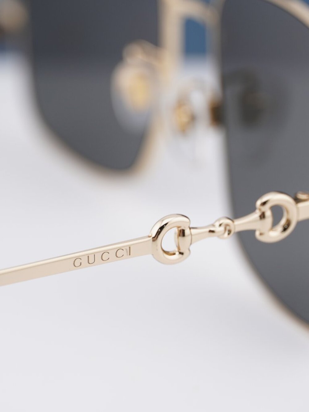 Gucci GG1018SK 001 Square Sunglasses - Gold / Grey - Picture 11 of 13